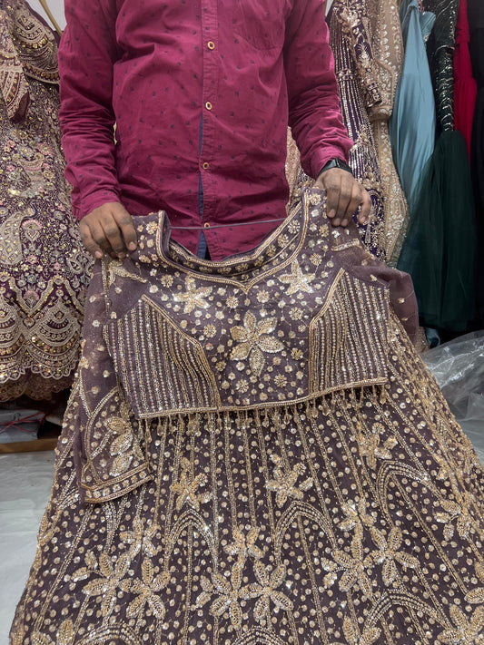 Green Floral Crop Top Lehenga - Shopping World