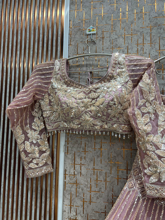 Glamorous pink Crop top Lehenga