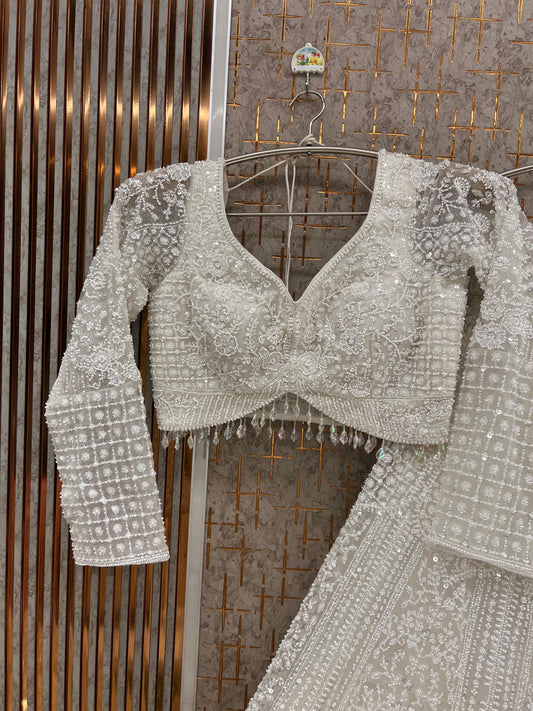 White Crop Top Lehenga
