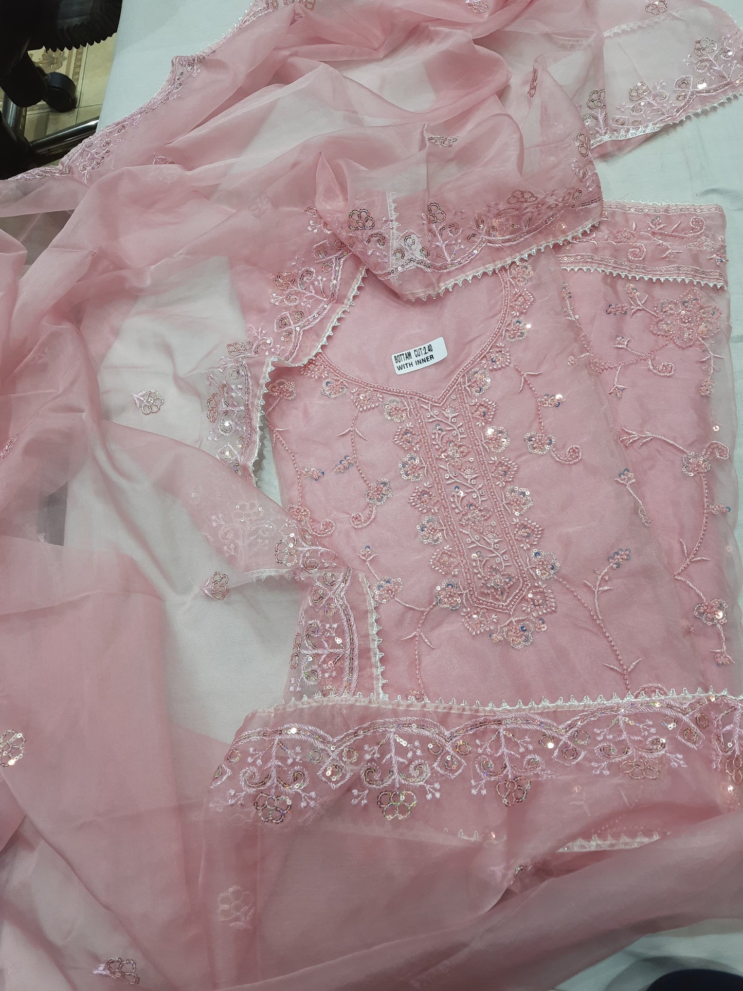 Stunning pink suit dress material (free size)