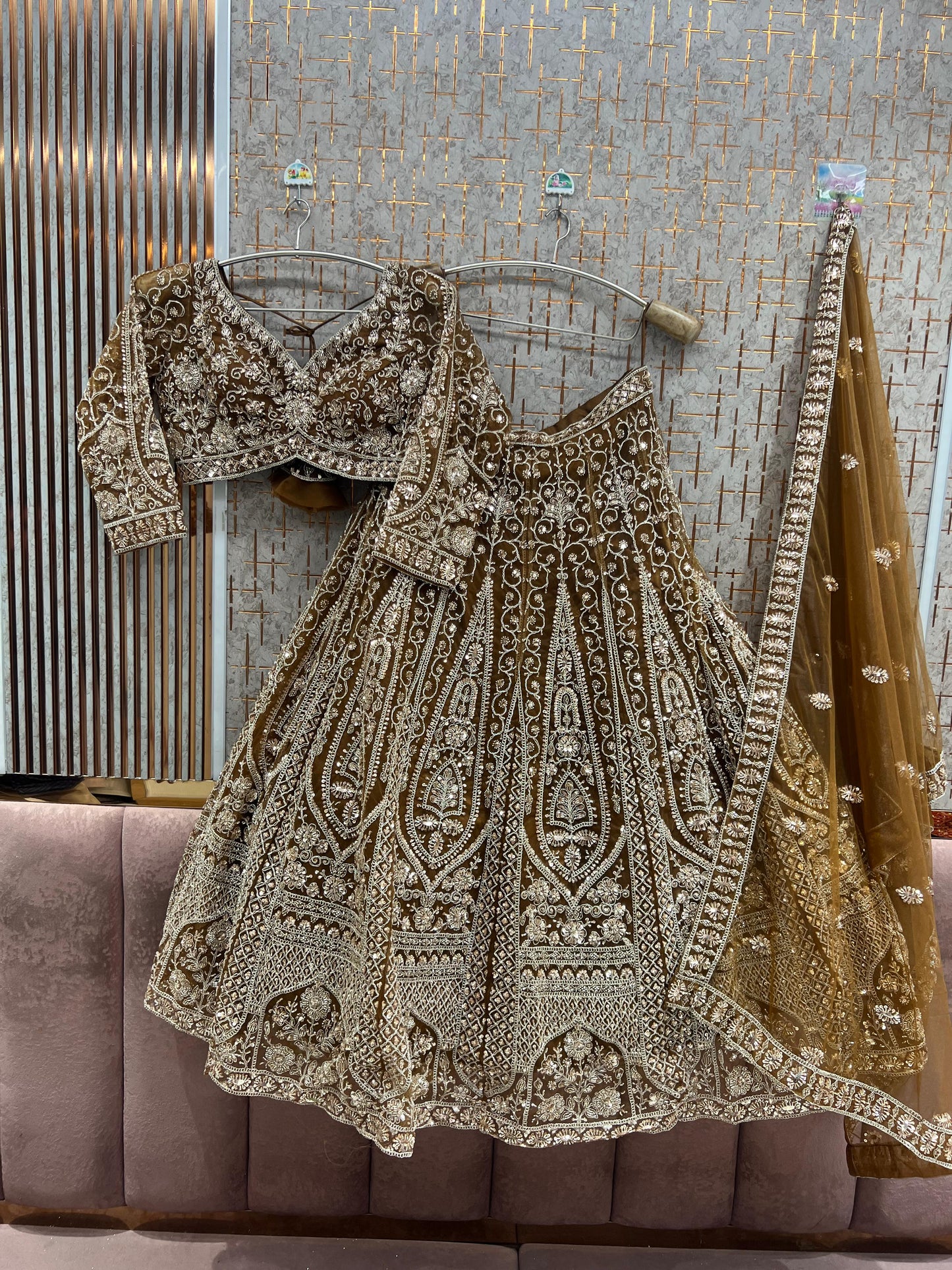 Orange Crop top Lehenga