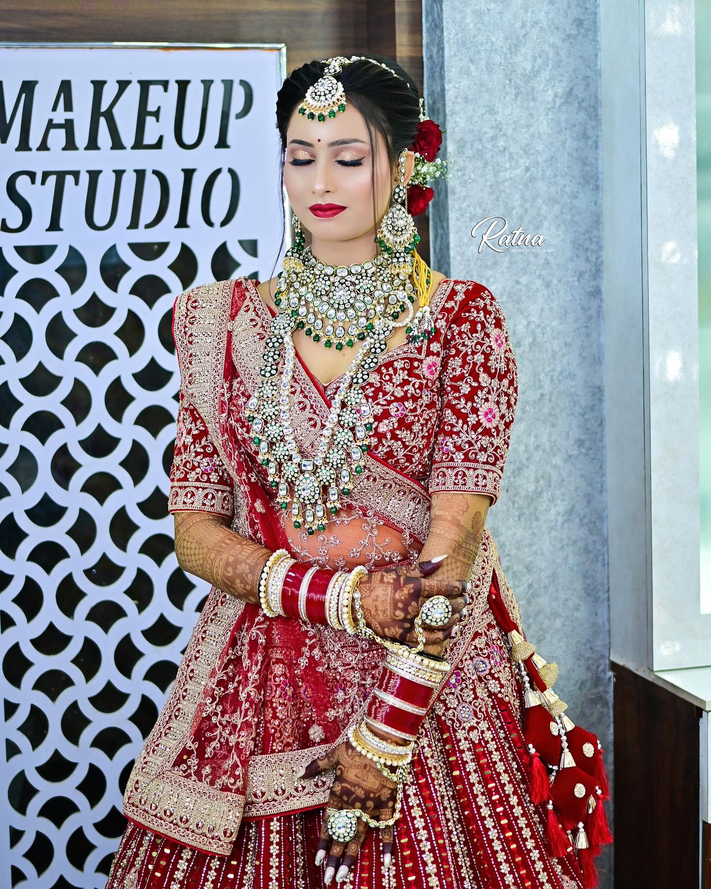 Designer Ball lehenga Red Jhumka