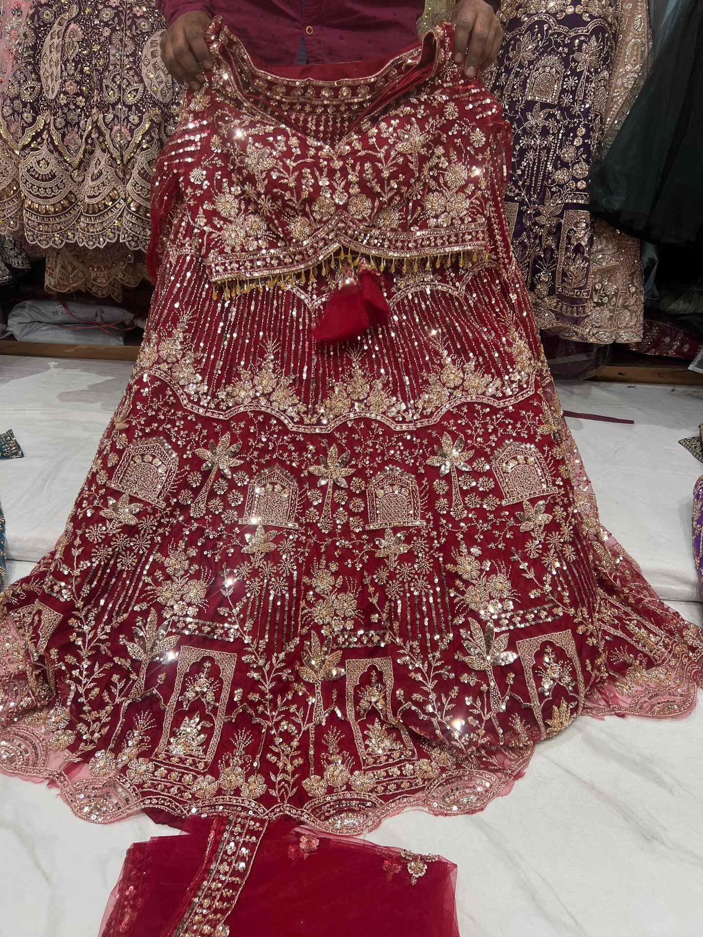 Sky Blue Crop Top Lehenga - Shopping World