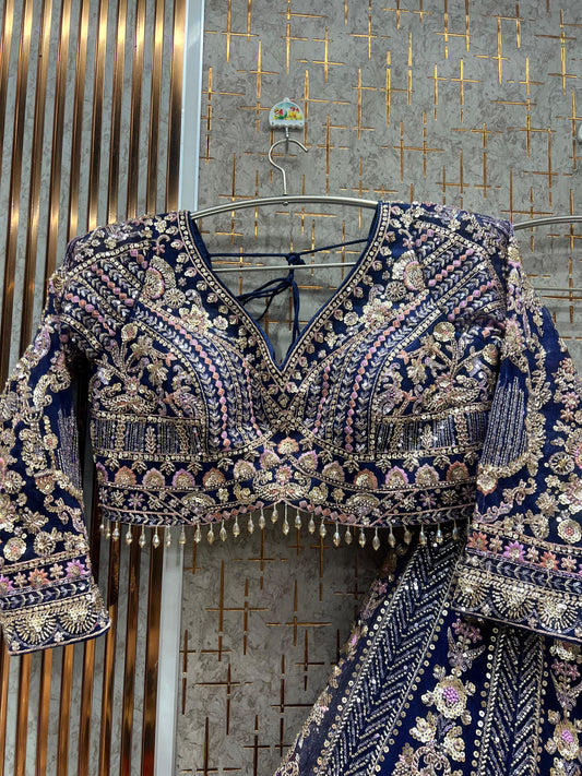 blue Ready to wear Crop top Lehenga