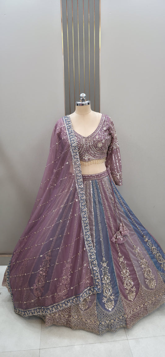 Yellow pink mustard Multicolour Crop Top Lehenga - Shopping World