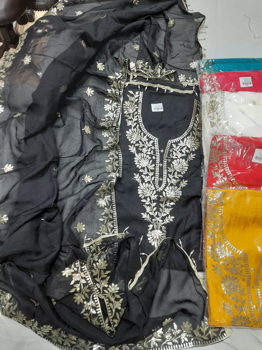 Pretty black suit dress material (free size)