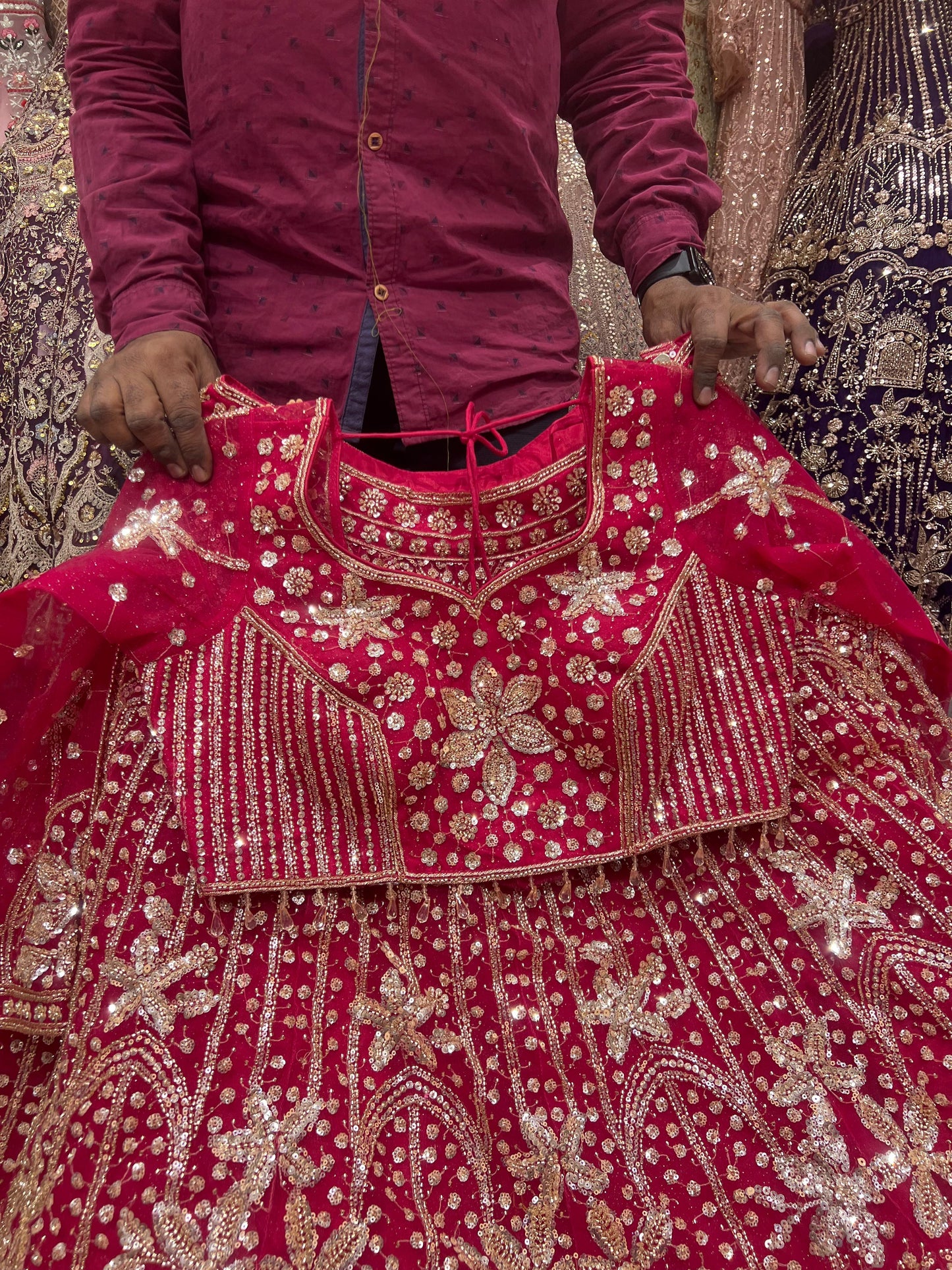 Green Floral Crop Top Lehenga - Shopping World