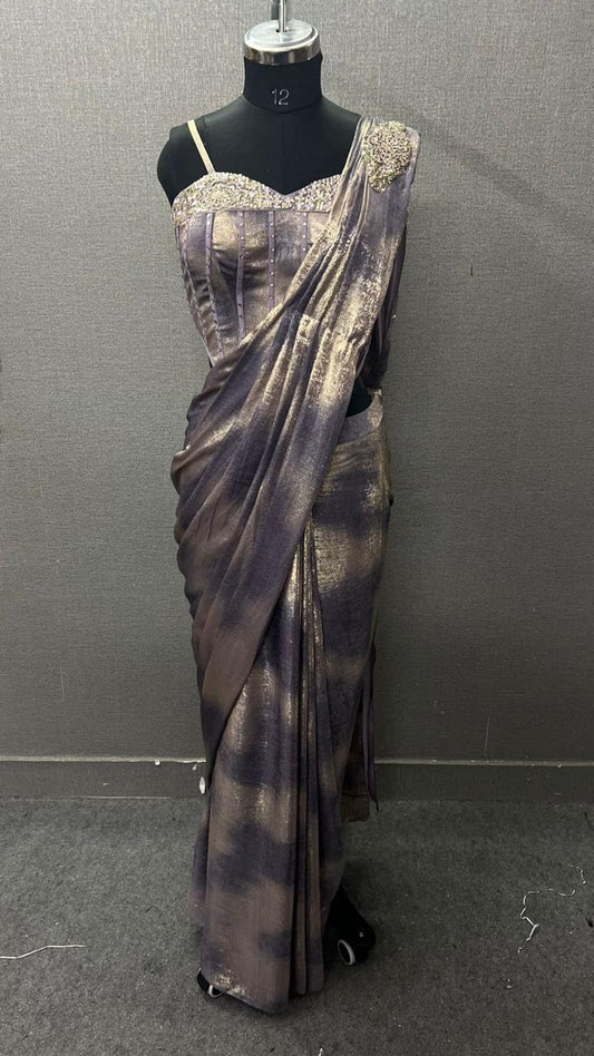 Grey Brown Saree