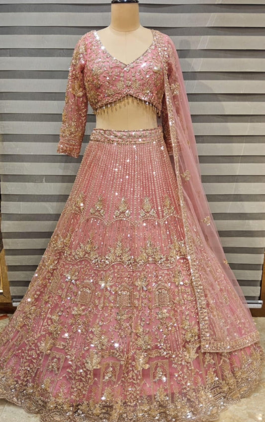 Dark Blue Crop Top Lehenga