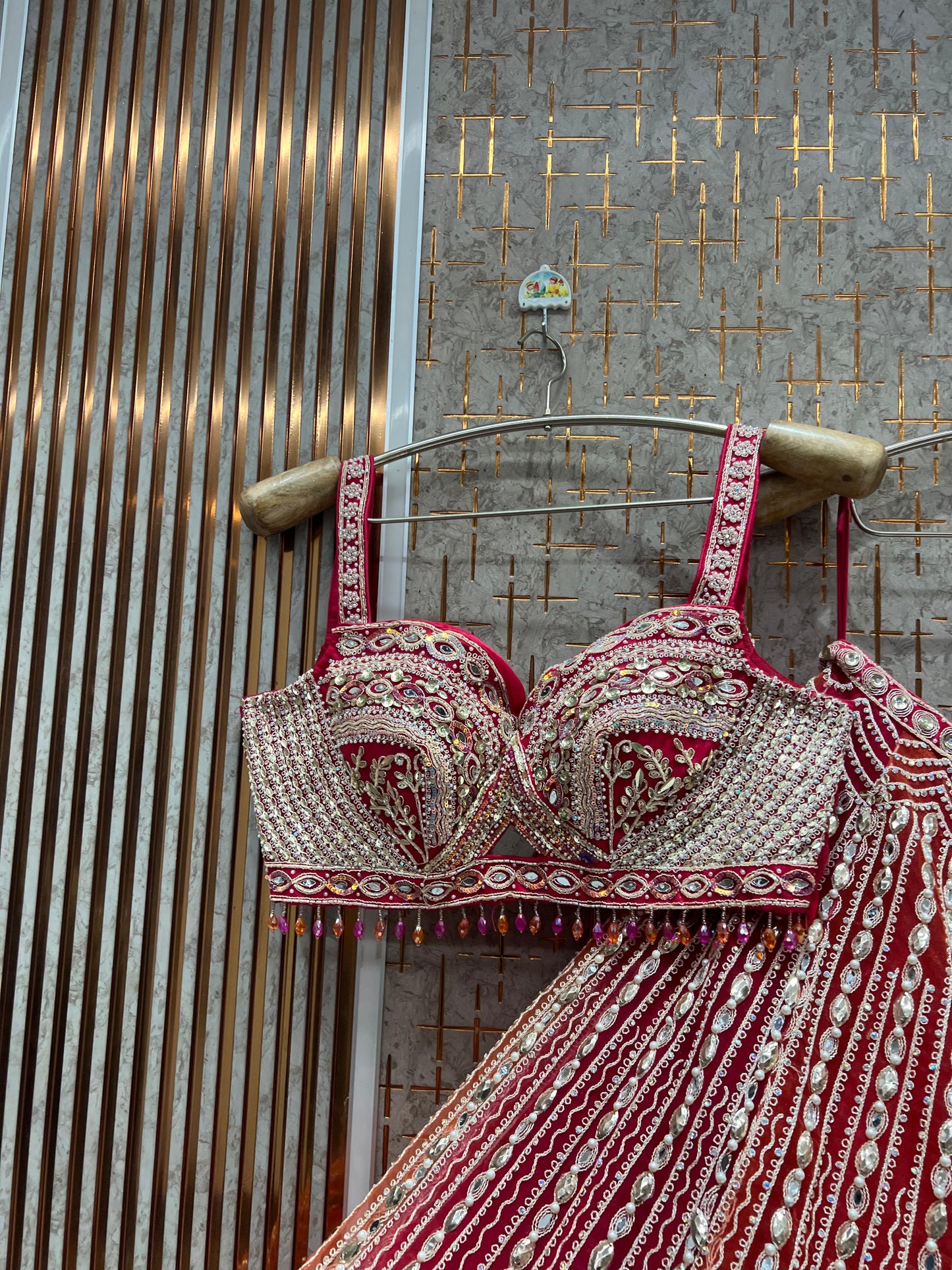 Pdp Pink orange double colour Crop Top Lehenga