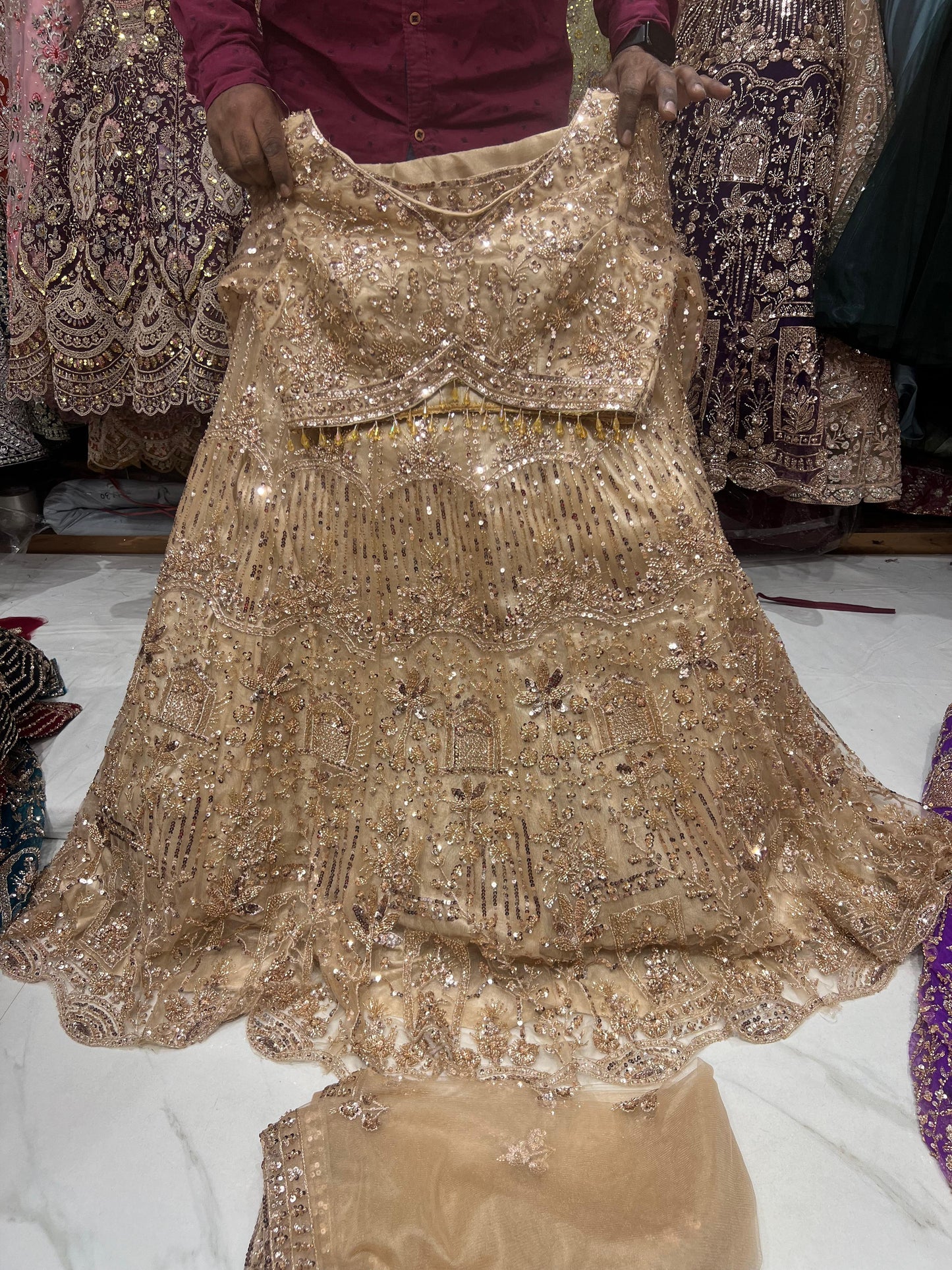 Sky Blue Crop Top Lehenga - Shopping World