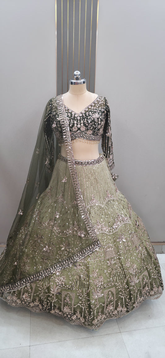 Orange peach Double Shade Crop top Lehenga