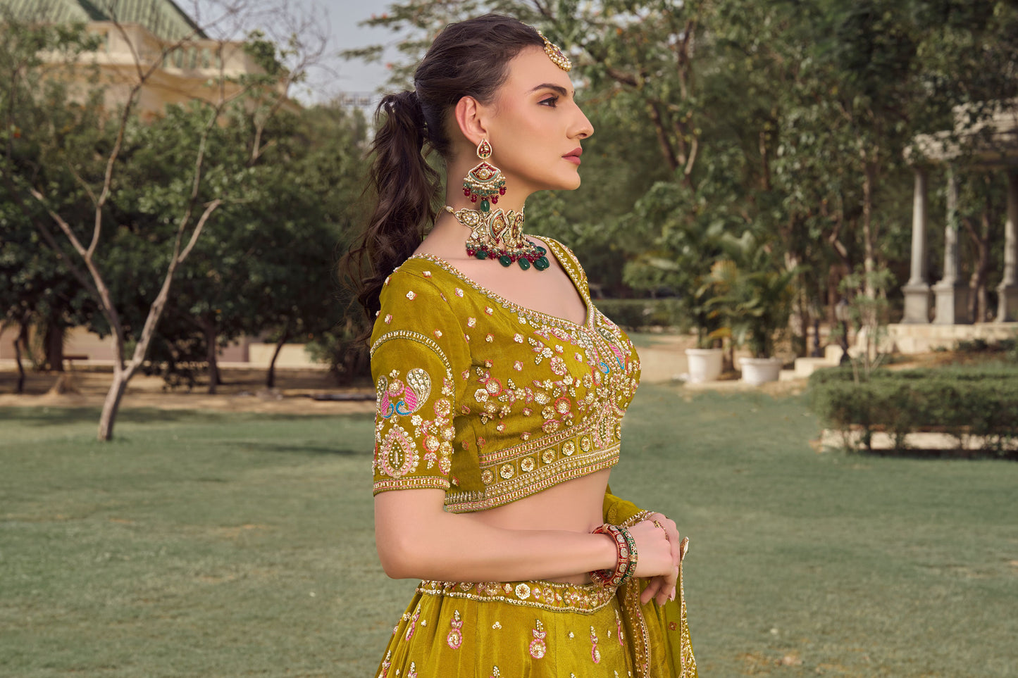 Eye Catching Yellow Haldi Mehendi Lehenga 1166