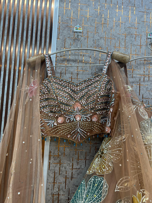 Rust Brown Pdp Crop Top Lehenga