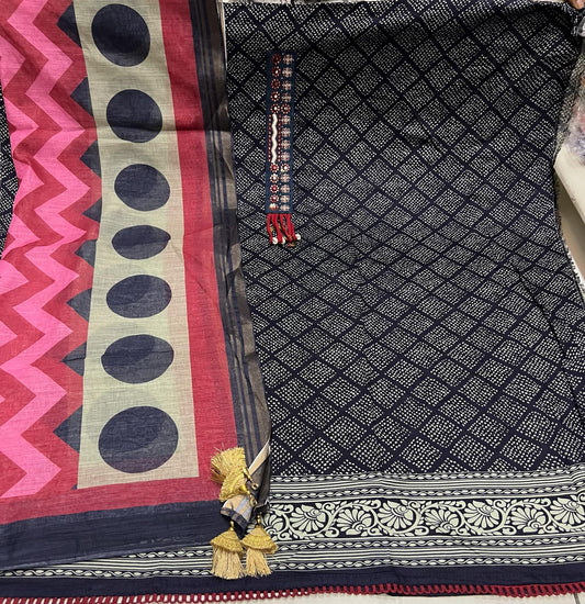 Pretty black unstitched salwar suit dress material (free size)