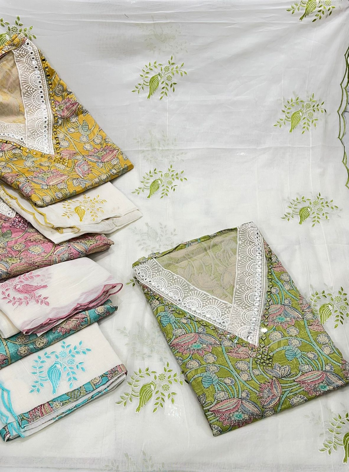 Lavishing white salwar suit dress material(free size)