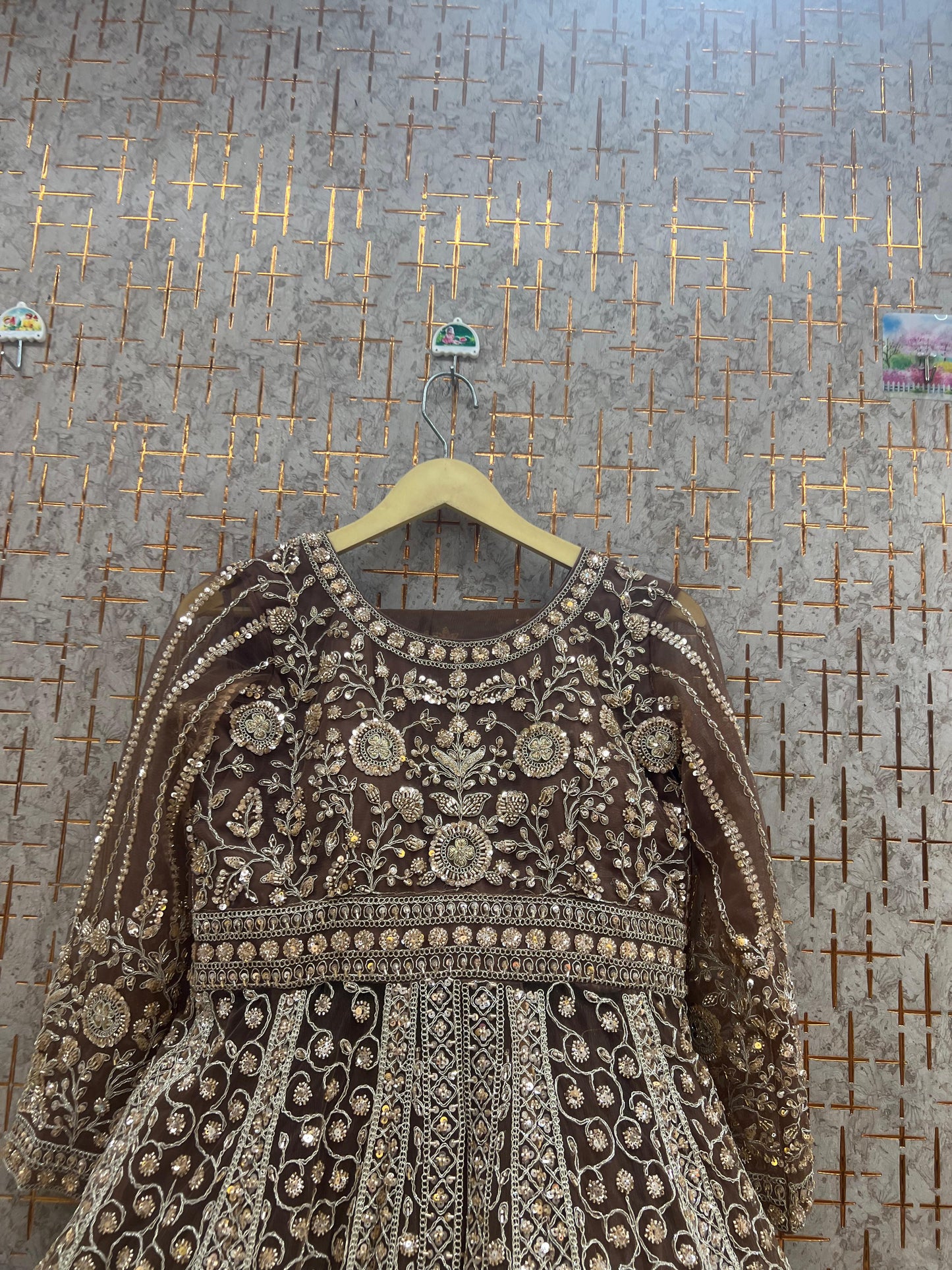 Baby pink Farshi garara muslim Bride Long Indo Dress