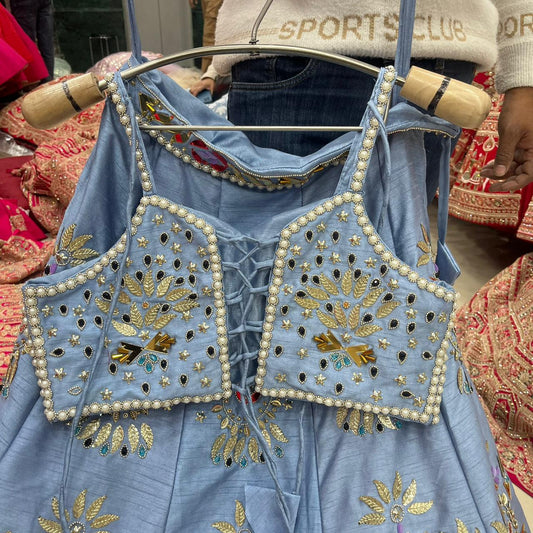 Awesome Blue Pdp crop Top Lehenga