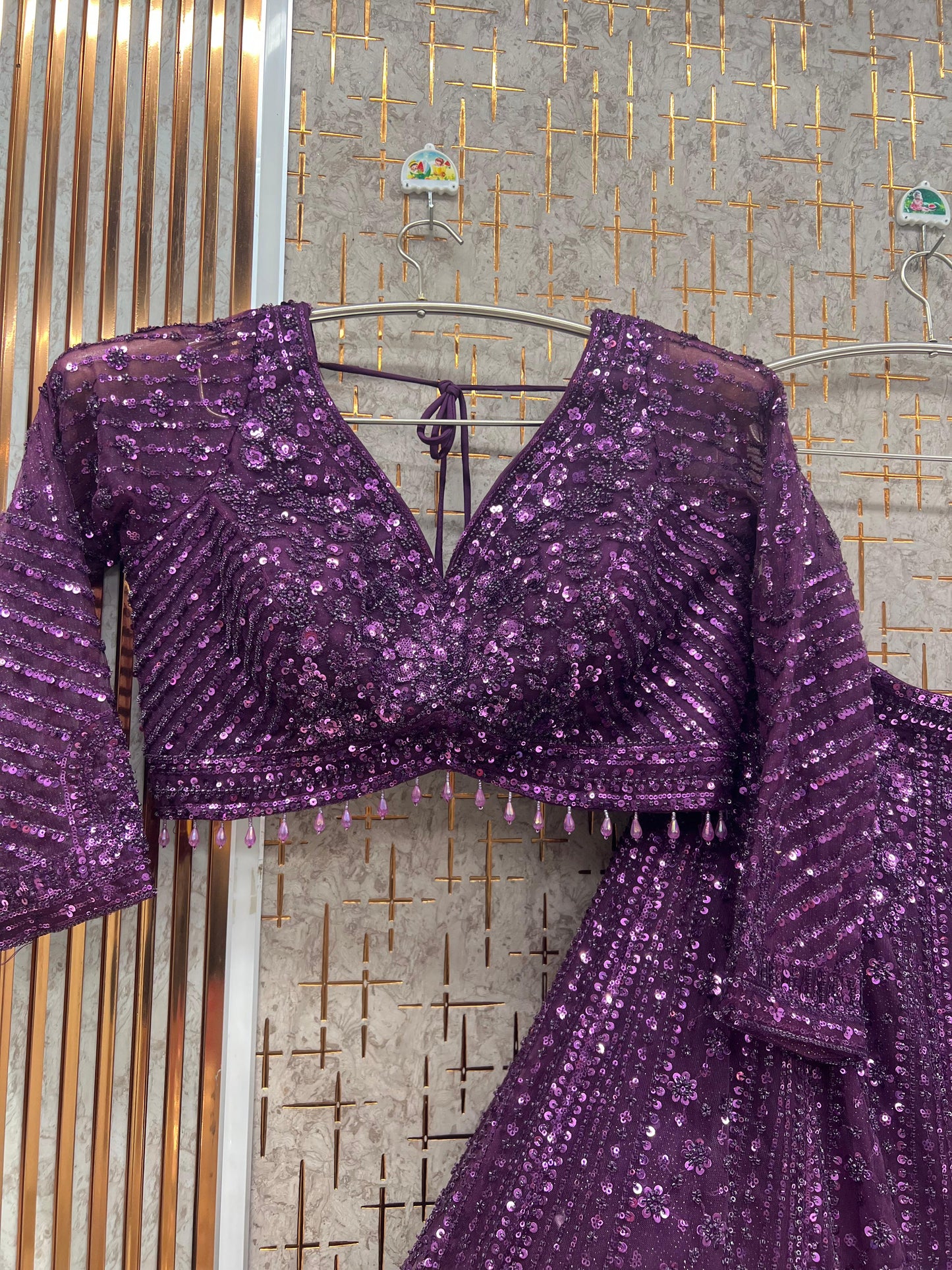 Ready to wear Monotone pink on pink crop top Lehenga - Shopping World