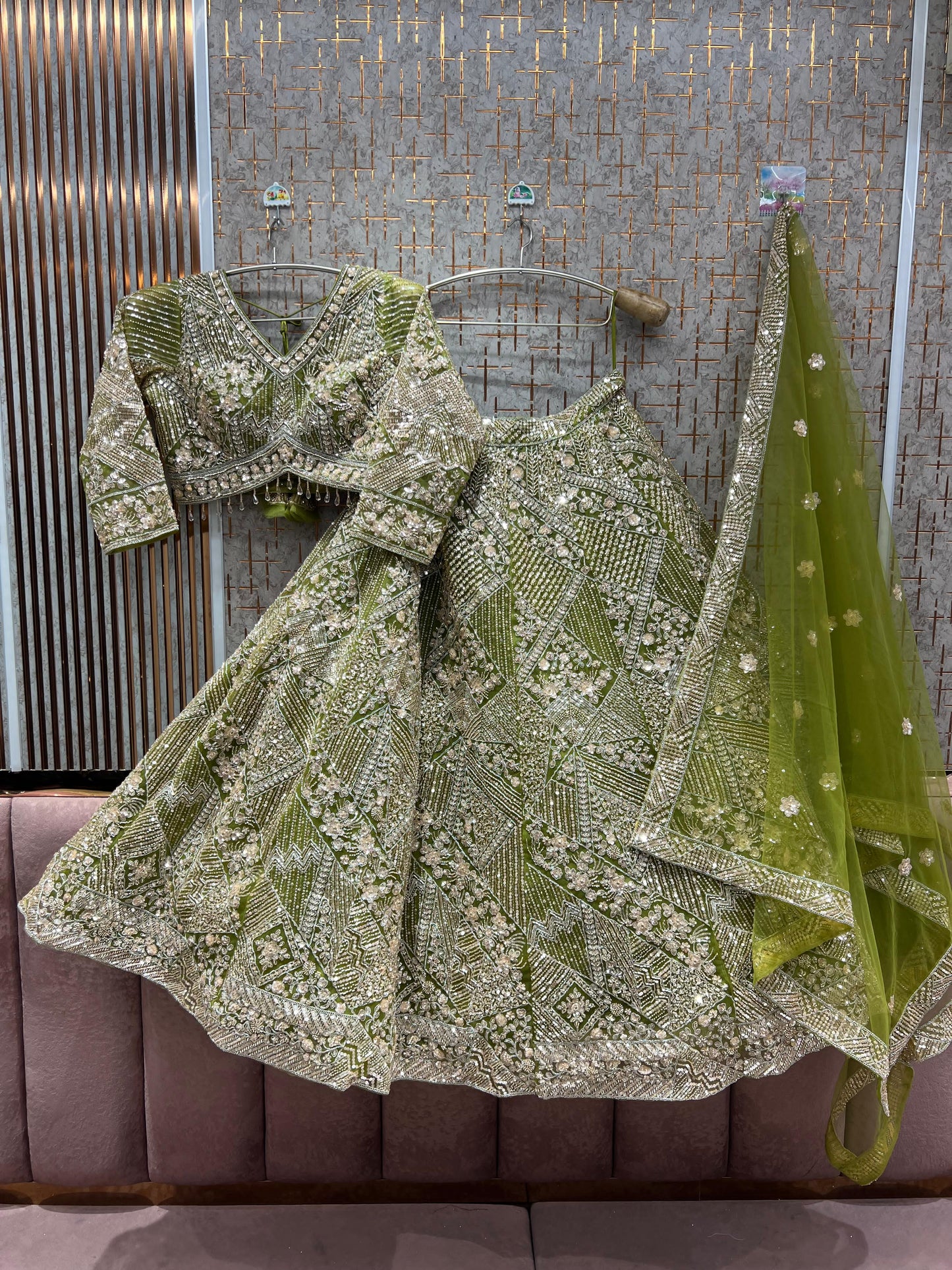 Majestic Rust Orange crop top Lehenga