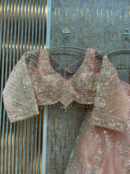 Baby pink Crop Top Lehenga