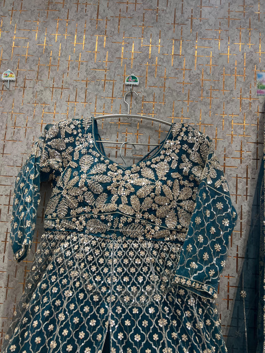 Eye Catching Sky blue long peplum Dress Farshi Gaharara Dress Special