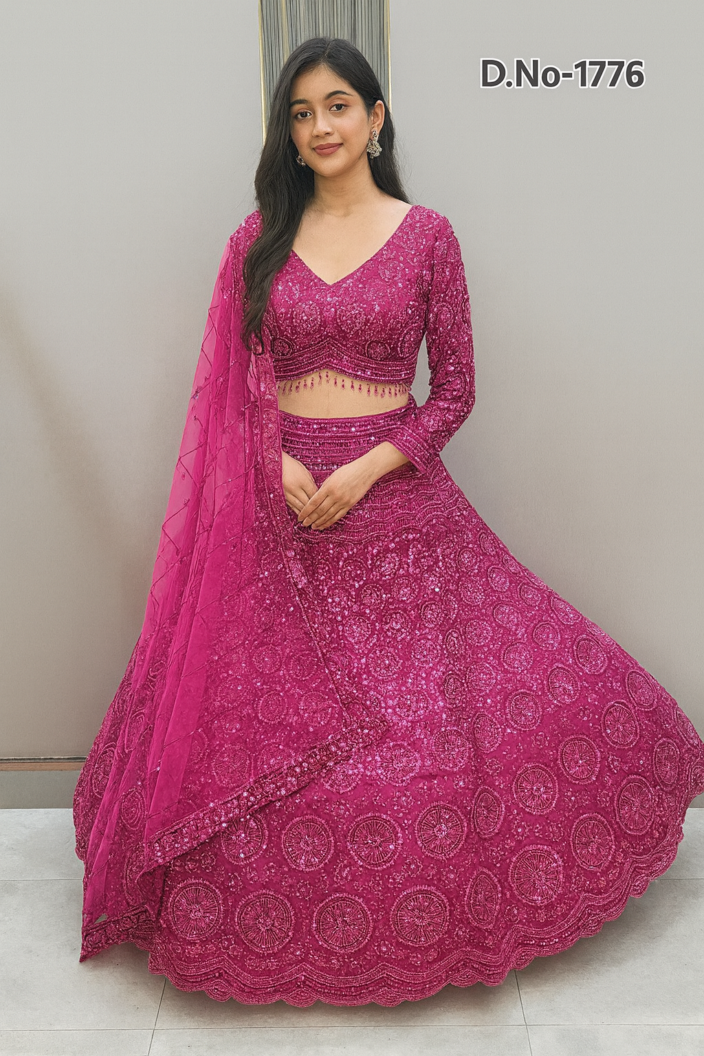 Something different Green on Green Monotone Crop top Lehenga