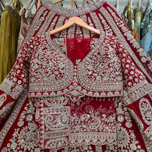 Rust Orange Crop Top Lehenga