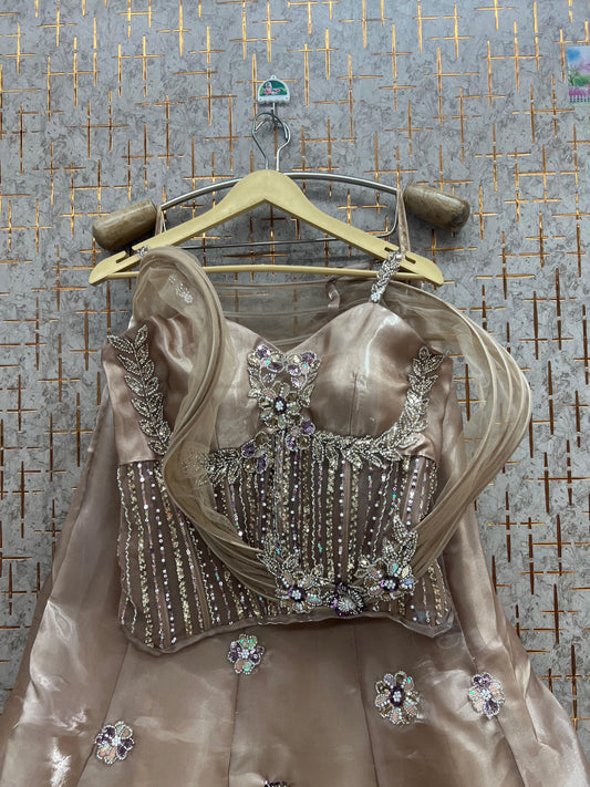 Blue Crop Top Lehenga - Shopping World