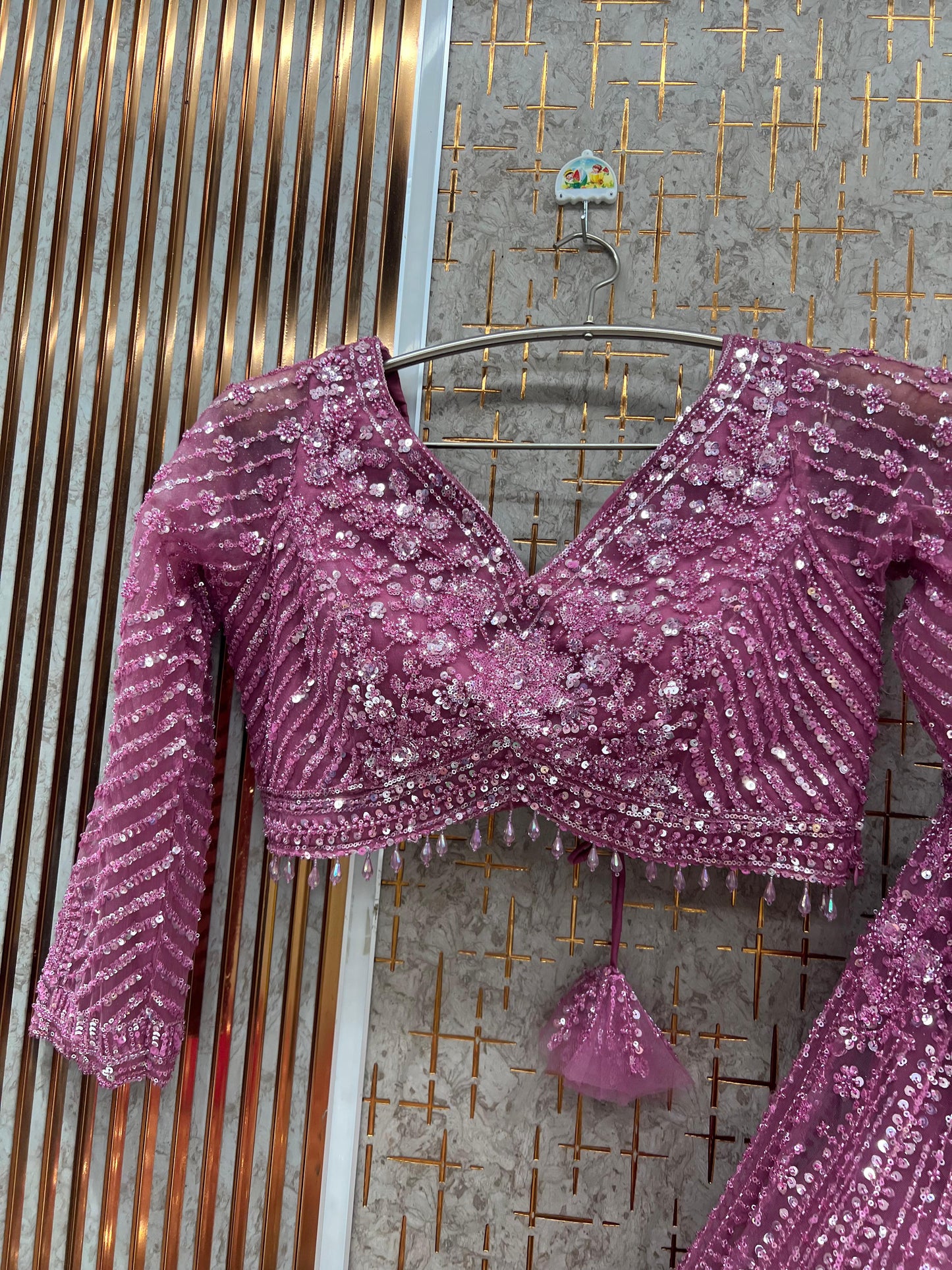 Ready to wear Monotone pink on pink crop top Lehenga - Shopping World