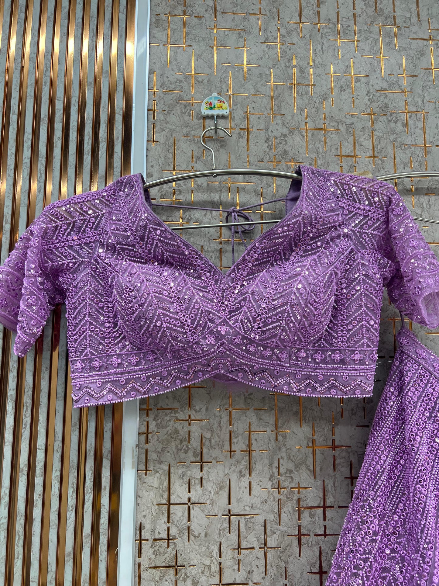 (Copy) Double Shade Ready to wear Black Blue crop top Lehenga - Shopping World