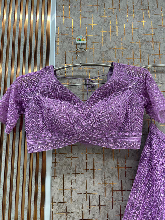 (Copy) Double Shade Ready to wear Black Blue crop top Lehenga - Shopping World