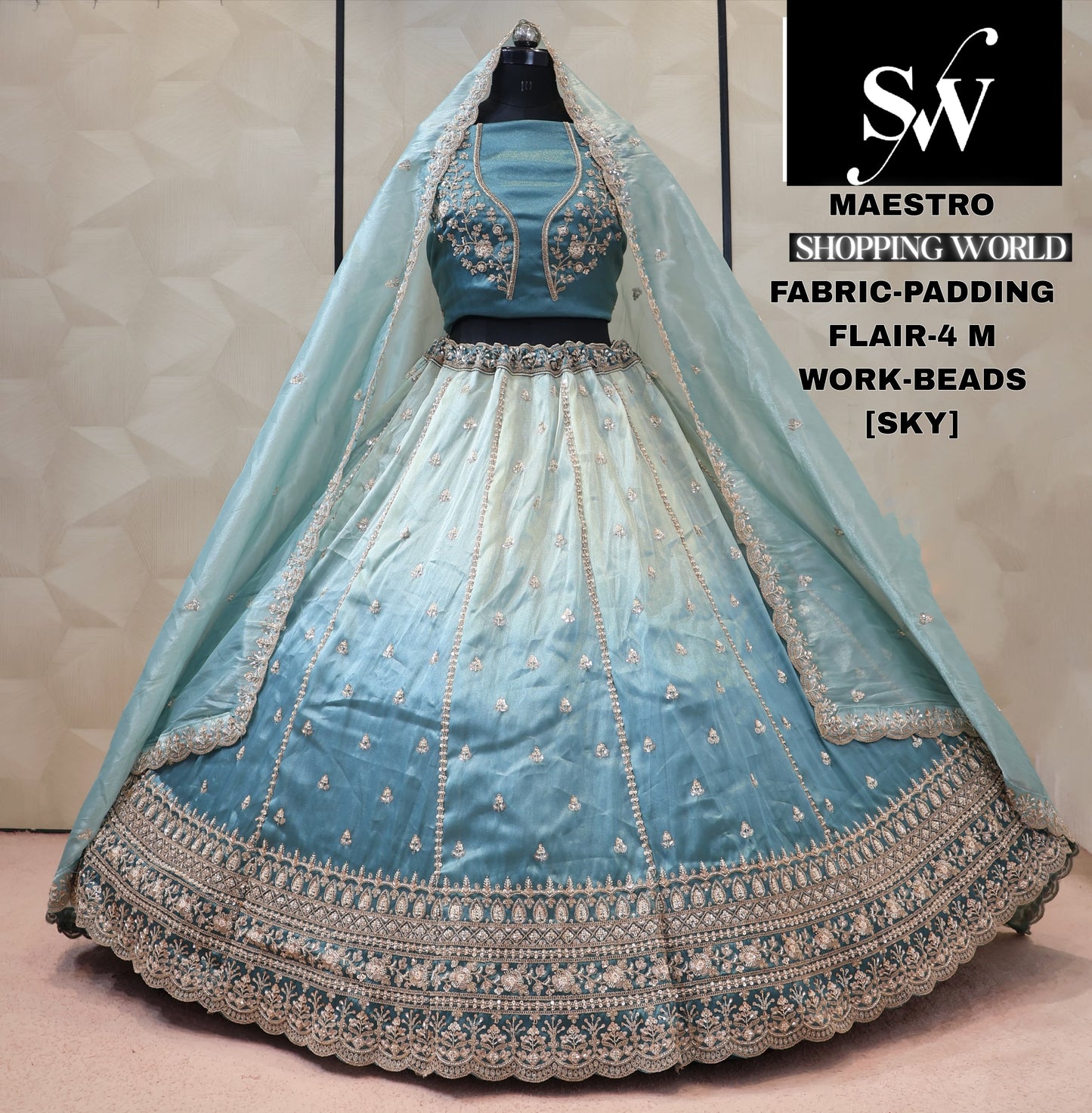 Padding Mehandi Lehenga