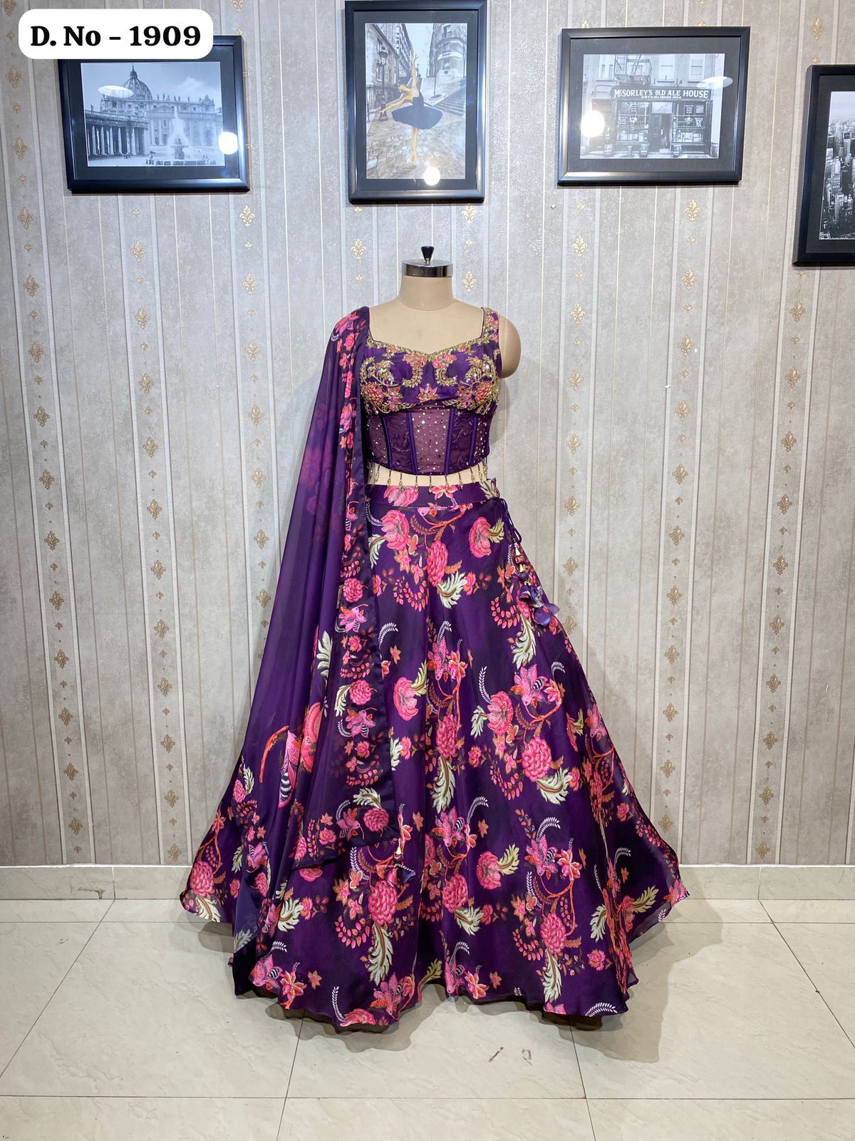 Purple Crop Top Lehenga