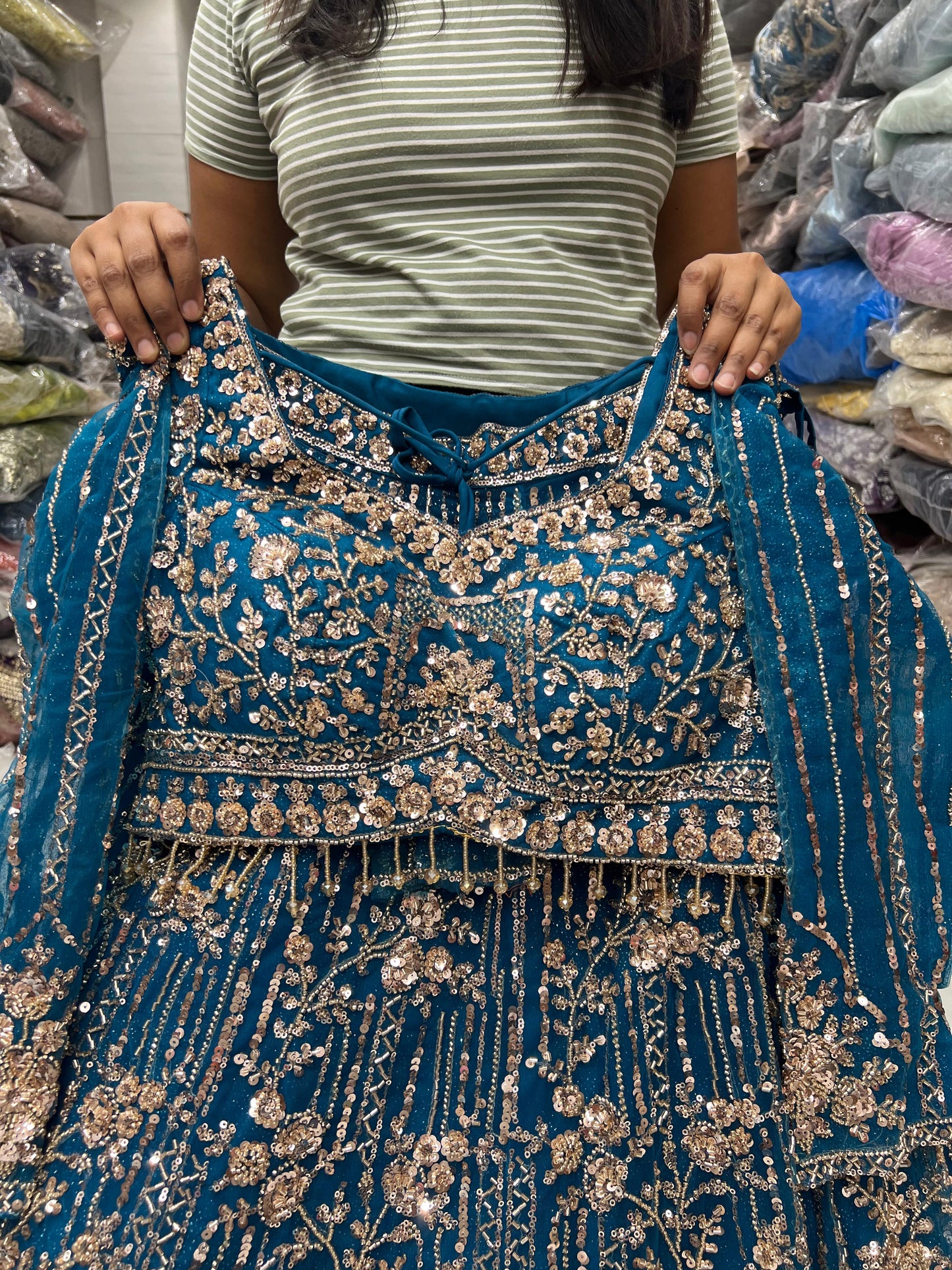 Rust Orange Crop Top Lehenga
