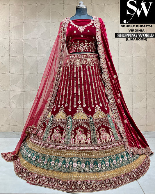Amazing doli barat double dupatta bridal Lehenga