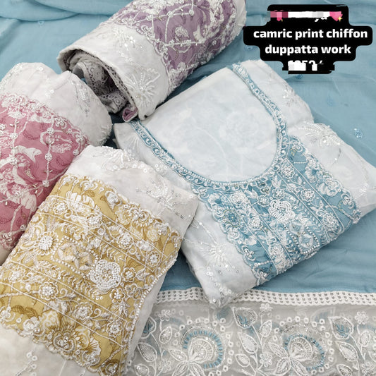 Lavishing sky blue yellow pink  unstitched salwar suit dress material (free size)