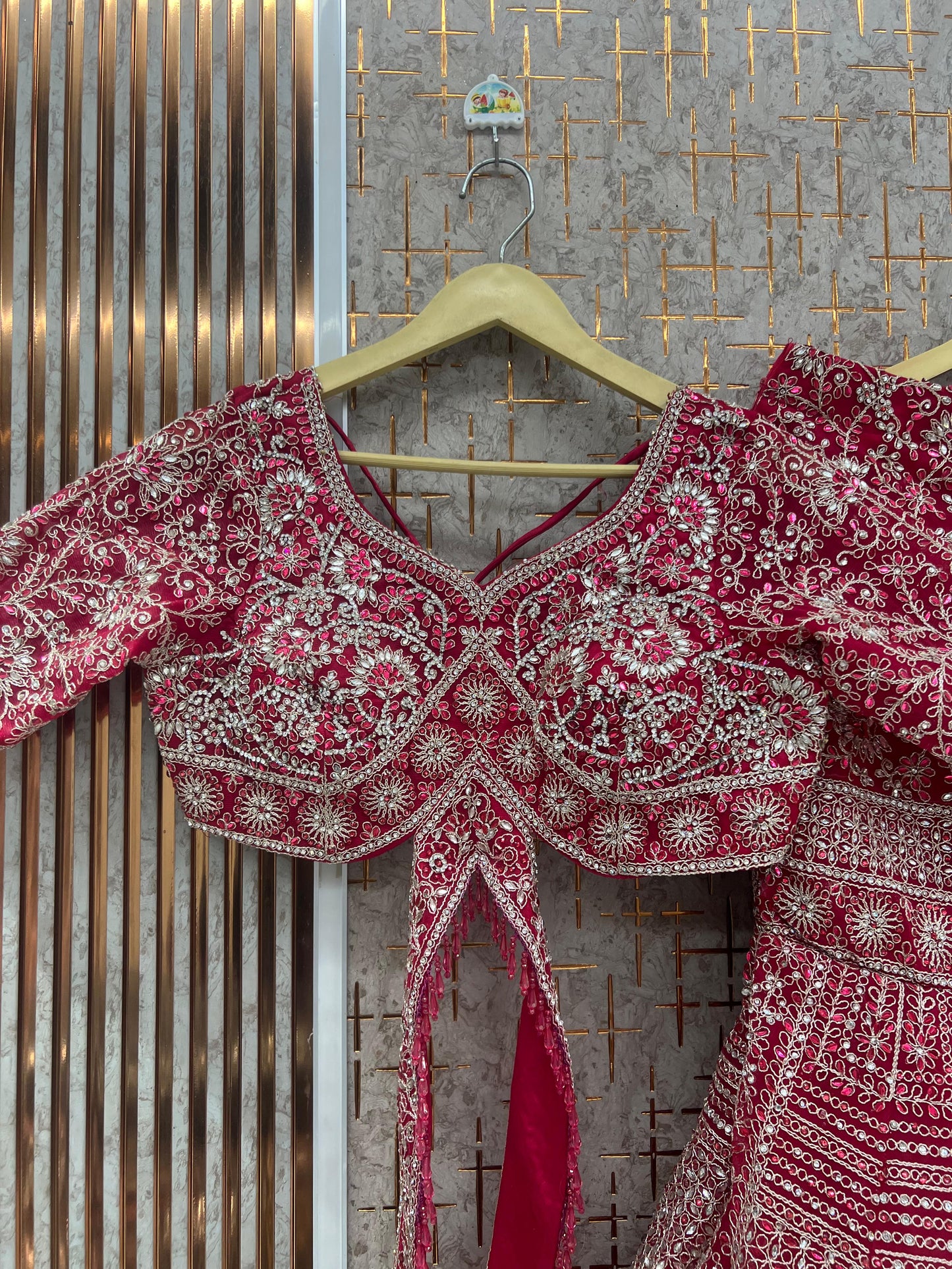 Hot Pink Crop Top Lehenga - Shopping World