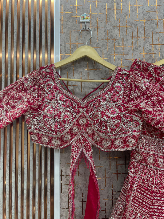 Hot Pink Crop Top Lehenga - Shopping World