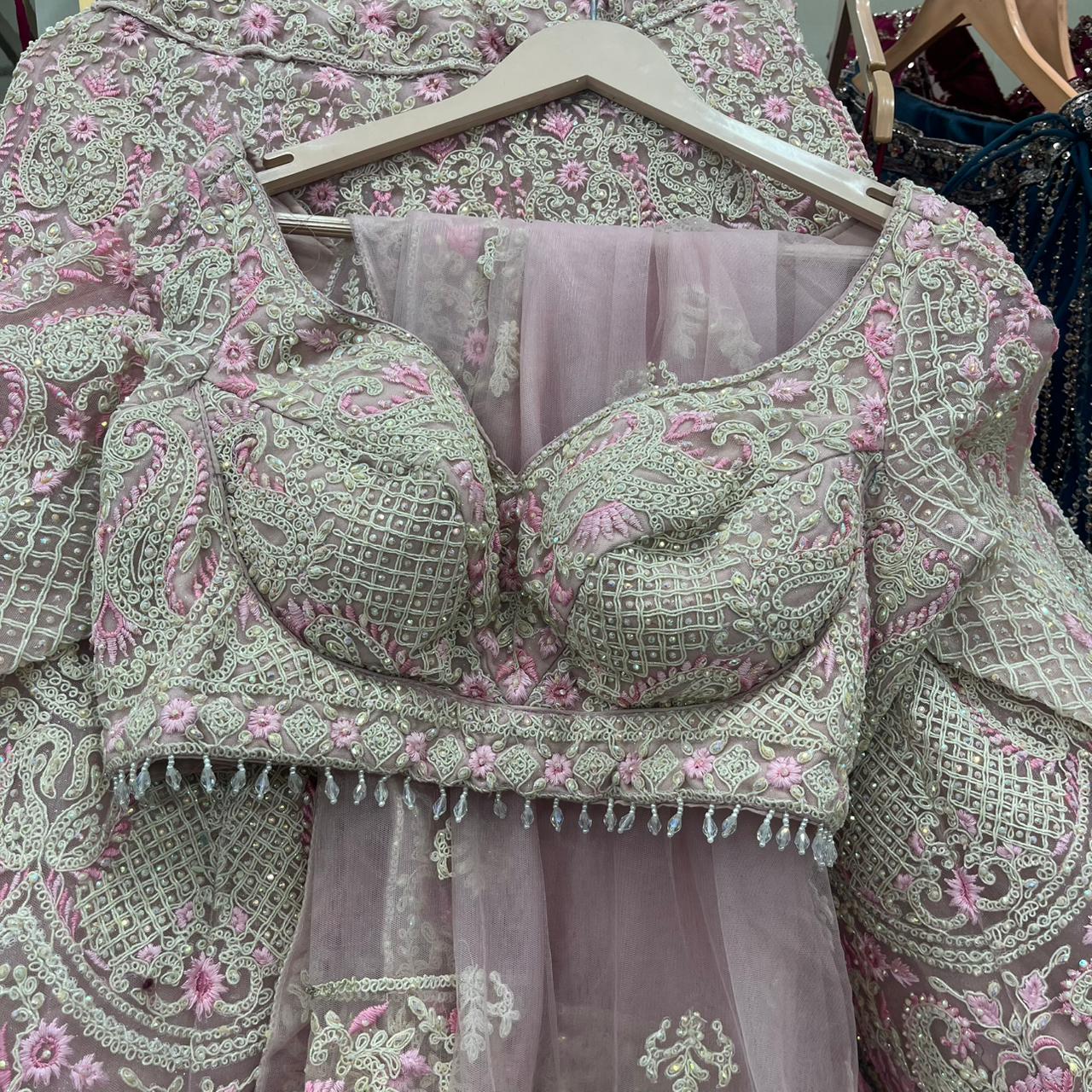 Baby Pink crop Top Lehenga