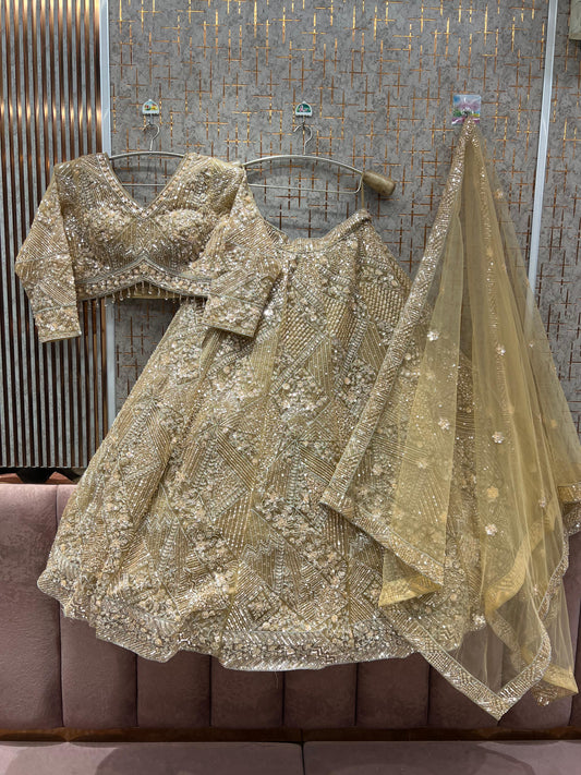 Majestic Rust Orange crop top Lehenga