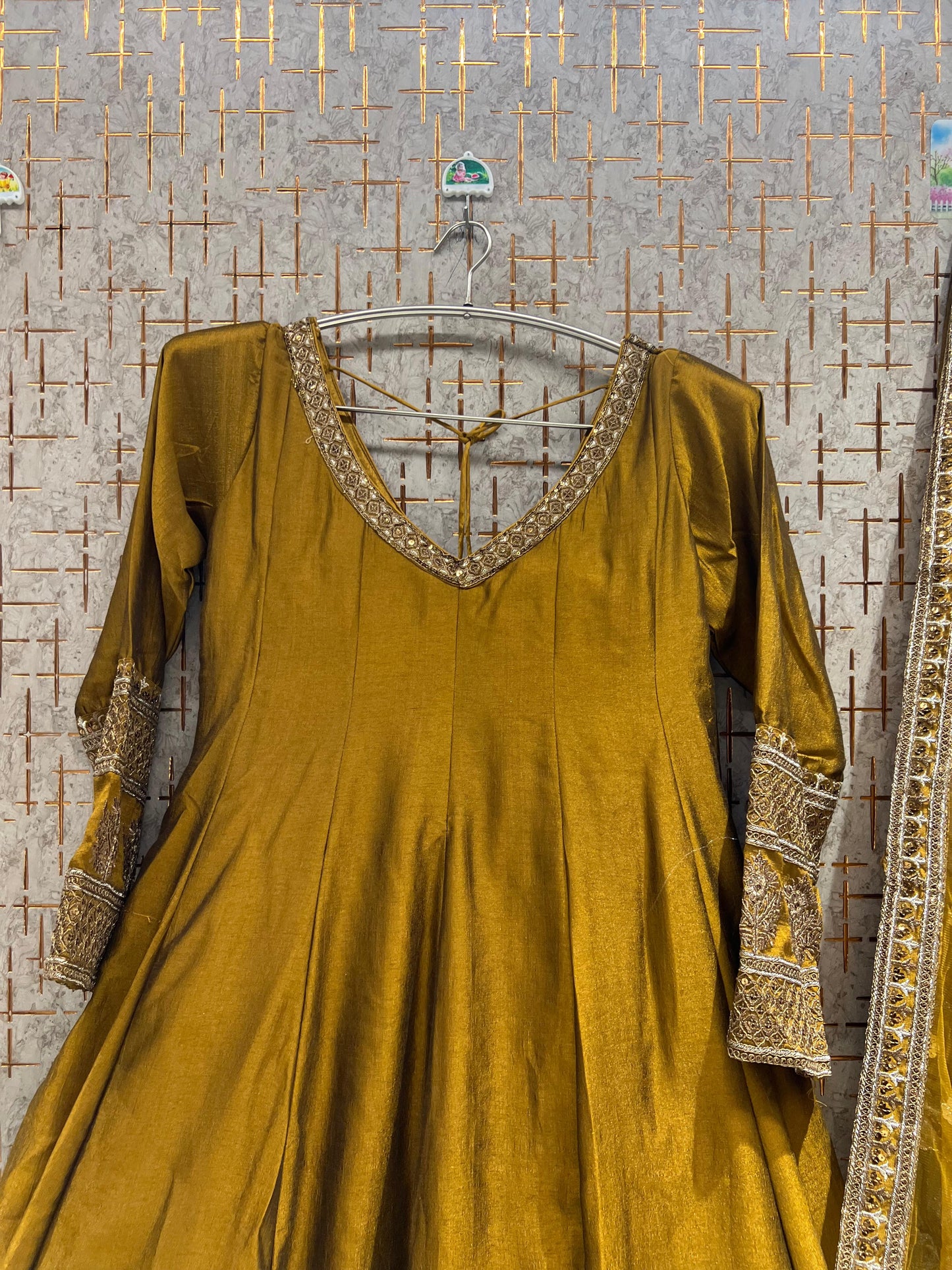 Rust Orange peplum long Dress Farshi Gaharara Dress Special