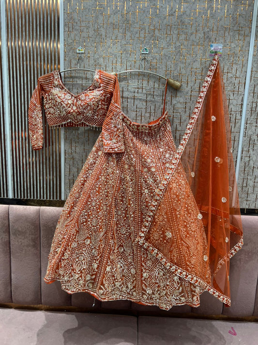 Ready to wear orange crop top Lehenga - Shopping World