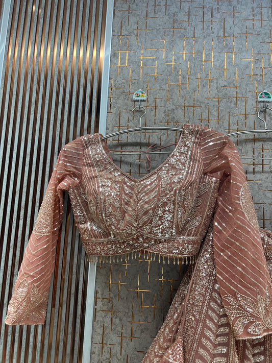 Pink On pink Monotone Crop Top Lehenga