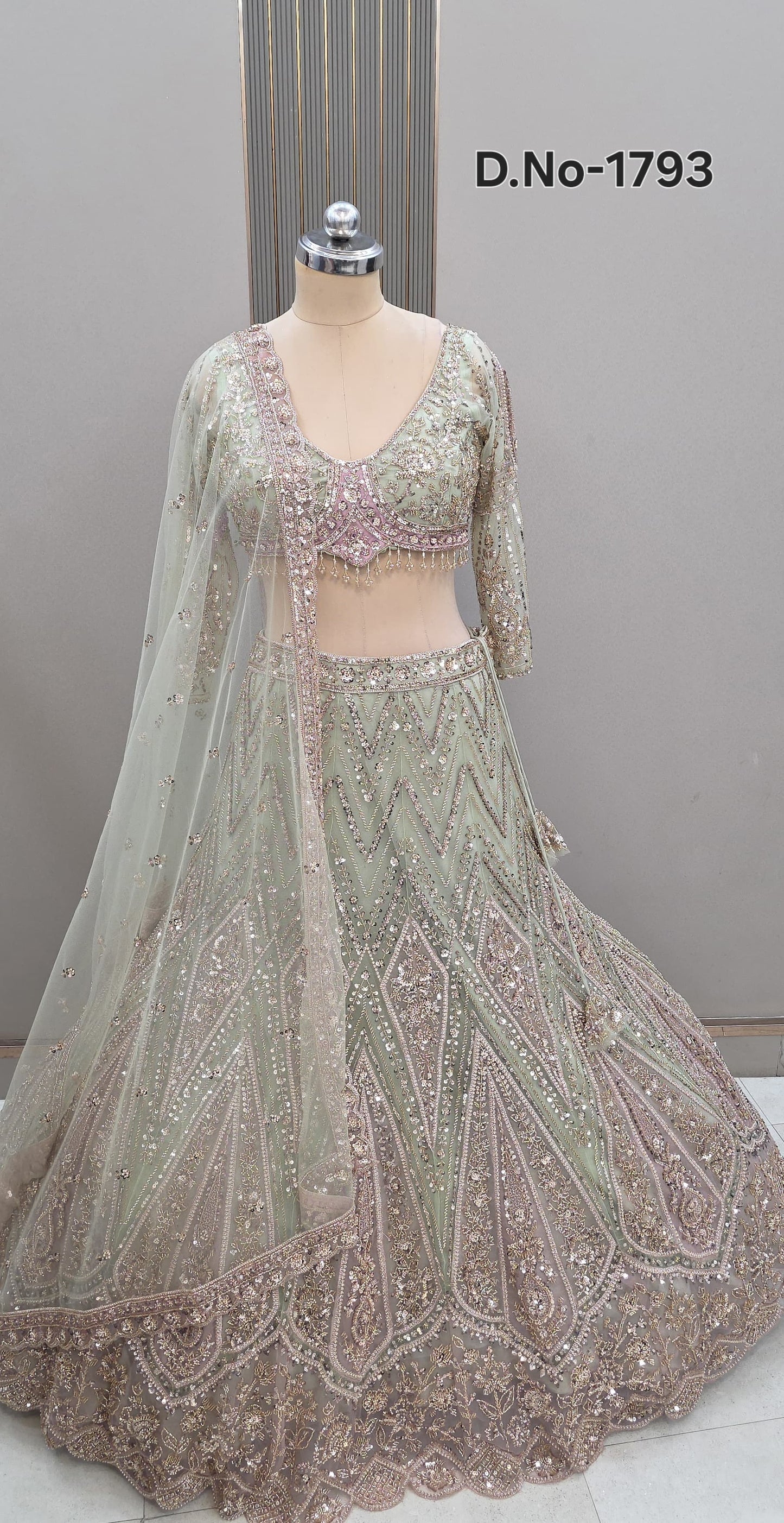 Golden pink Crop Top Lehenga - Shopping World