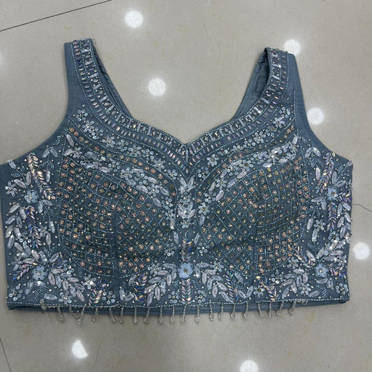 Sky Blue Crop Top Lehenga