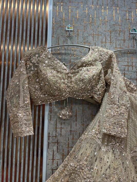 Elegant golden Crop Top Lehenga