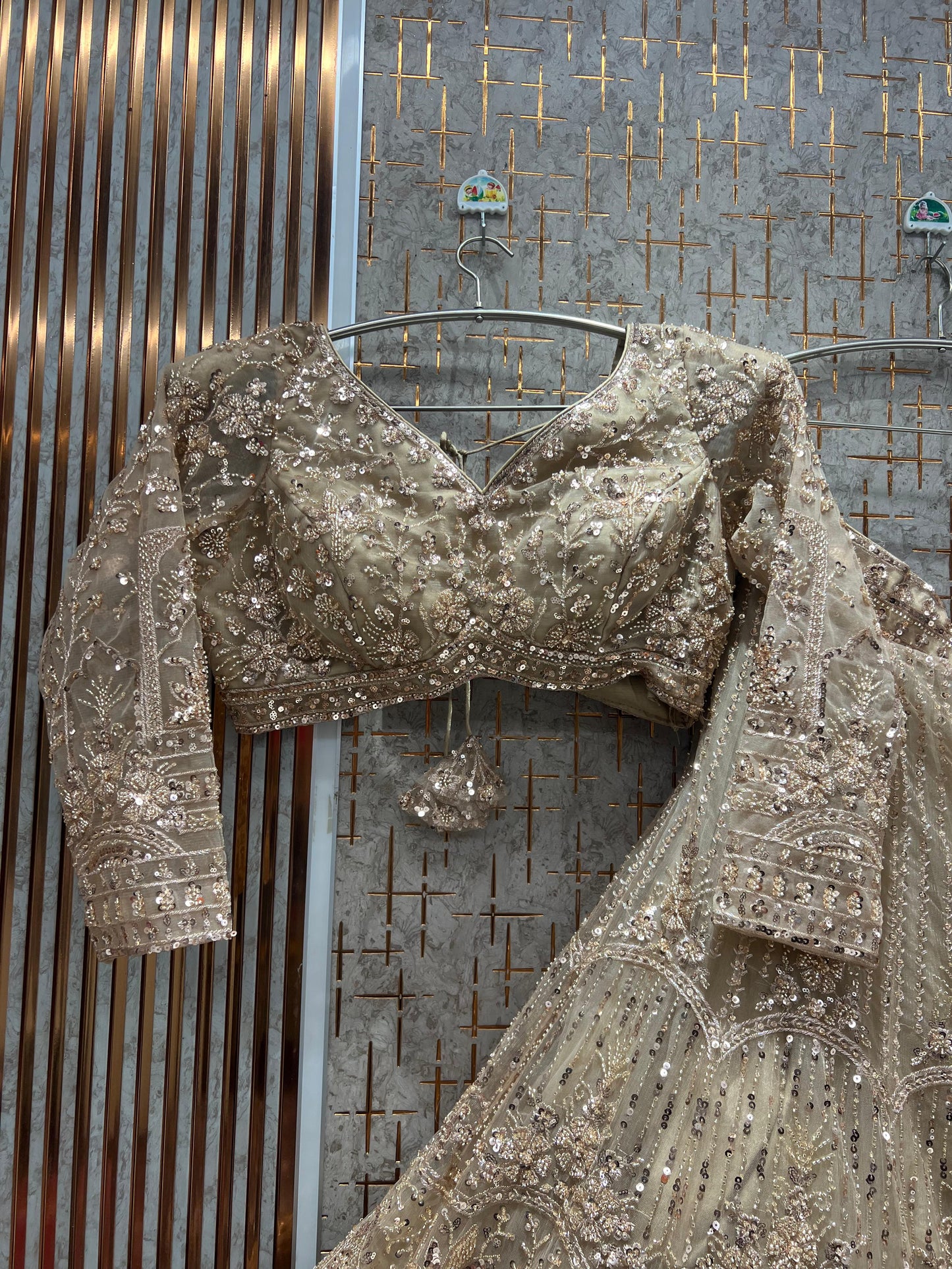 Engaging Coffee Brown Crop Top Lehenga