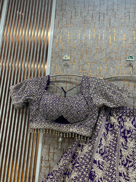 Purple Ready to wear Crop top Lehenga