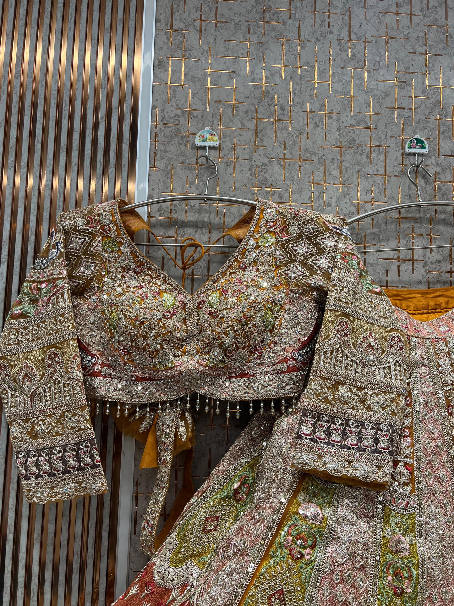 Eye catching maroon pink Double Duptta Crop Top Lehenga